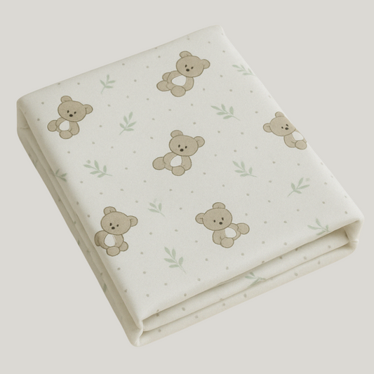 Lençol Berço  Algodao Com Elastico Urso Garden