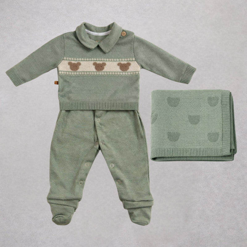 Kit 3 peças saída maternidade bear vintage green