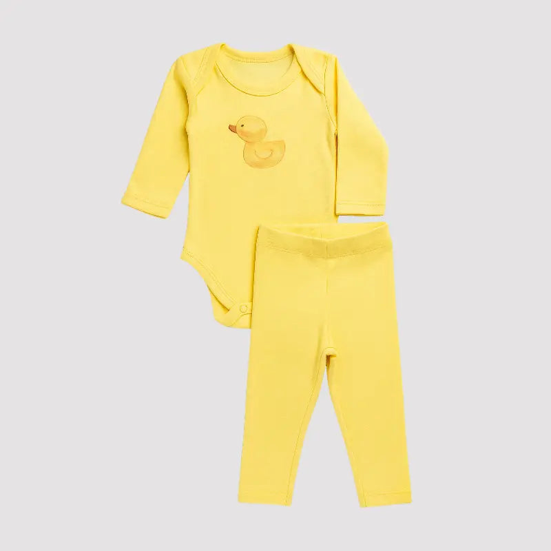 Conjunto Orgânic Patinho Algodão Yelow