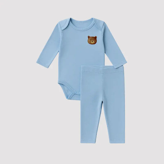 Conjunto Orgânic Bear Algodão Azul