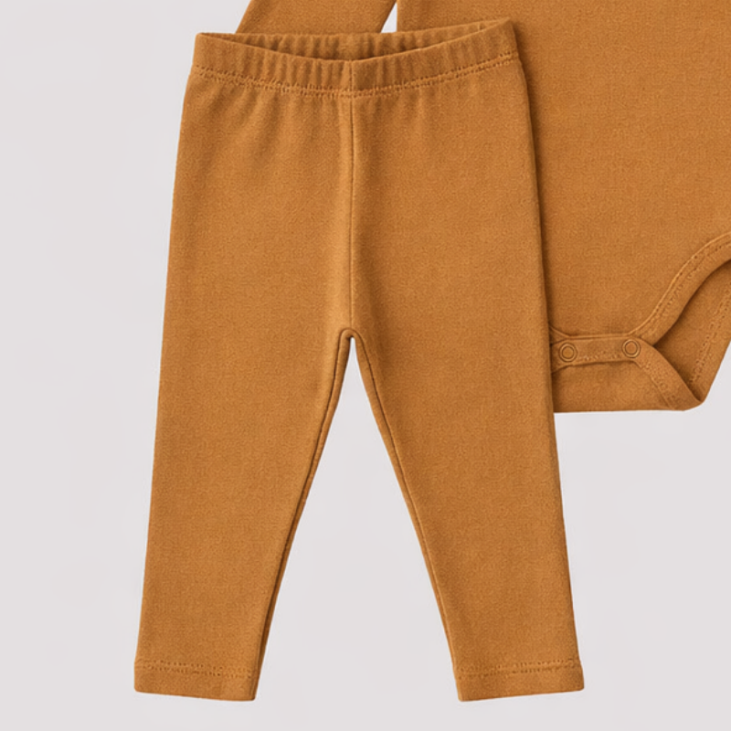 Conjunto Bebê Algodão Organic Longo Caramelo