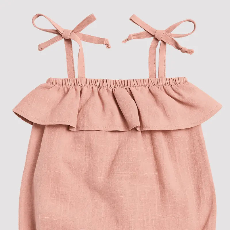 Body Âmbar Algodão Menina Babado Rosa Chá