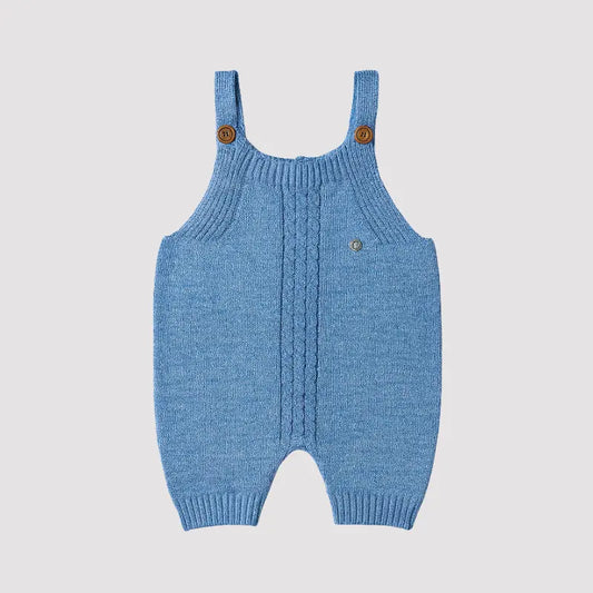 Jardineira Tricot Bebê Unissex Azul