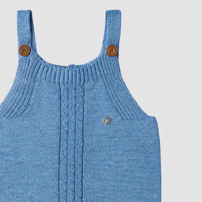 Jardineira Tricot Bebê Unissex Azul