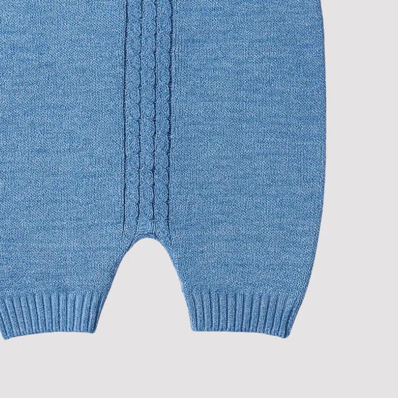 Jardineira Tricot Bebê Unissex Azul