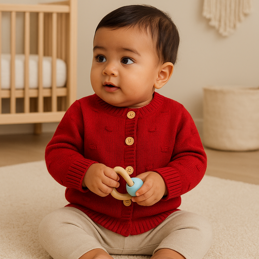 Cardigan Bebê Tricot  Vermelho