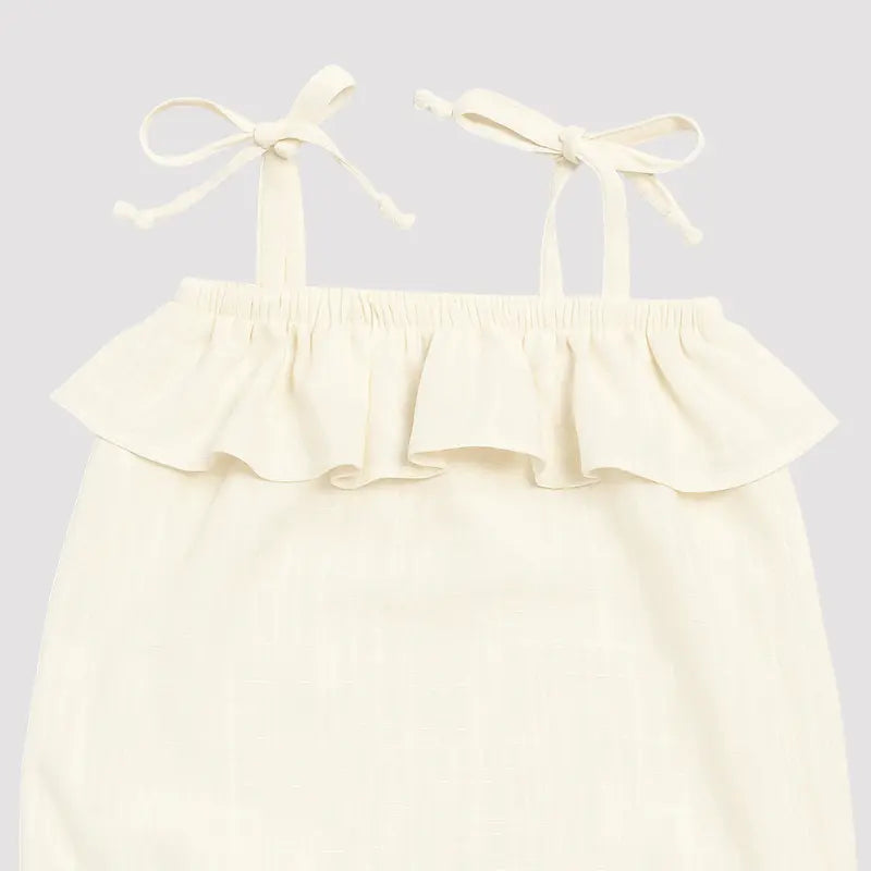 Body Âmbar Algodão Menina Babado Cream