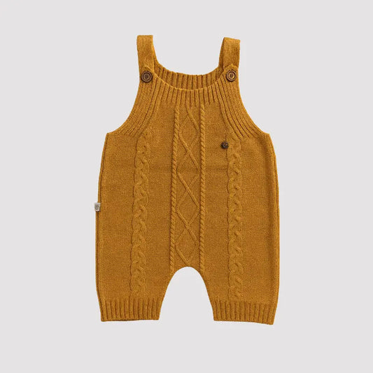 Jardineira Tricot Bebê Confort Mostarda