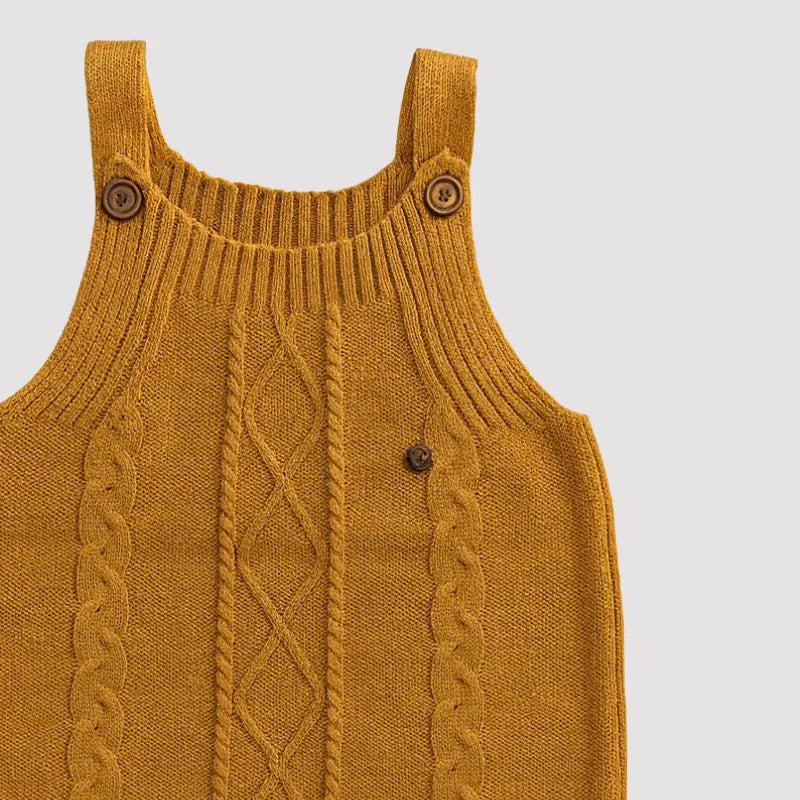 Jardineira Tricot Bebê Confort Mostarda