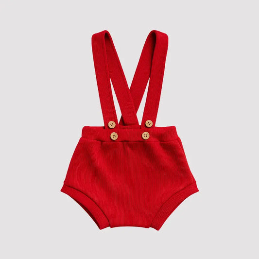 Short Suspensório Natalino Bebê Vermelho