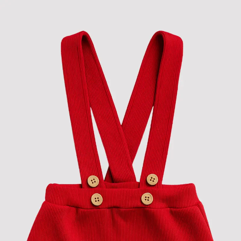 Red Baby Christmas Suspender Shorts