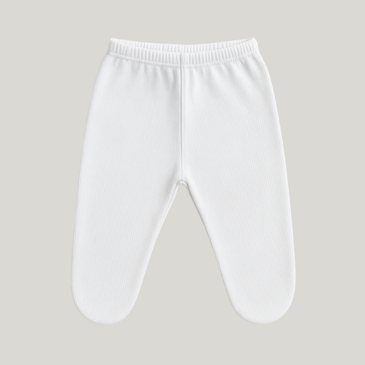 Calça Bebê Algodão Prematuro Com Pezinho Off White