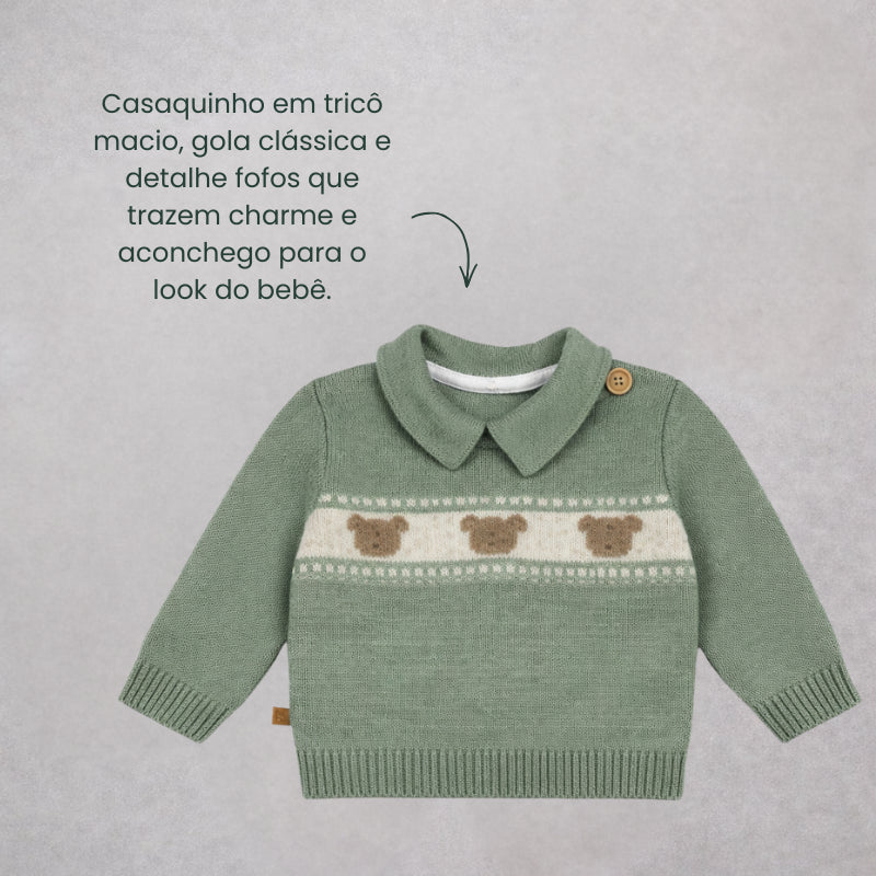 Kit 3 peças saída maternidade bear vintage green