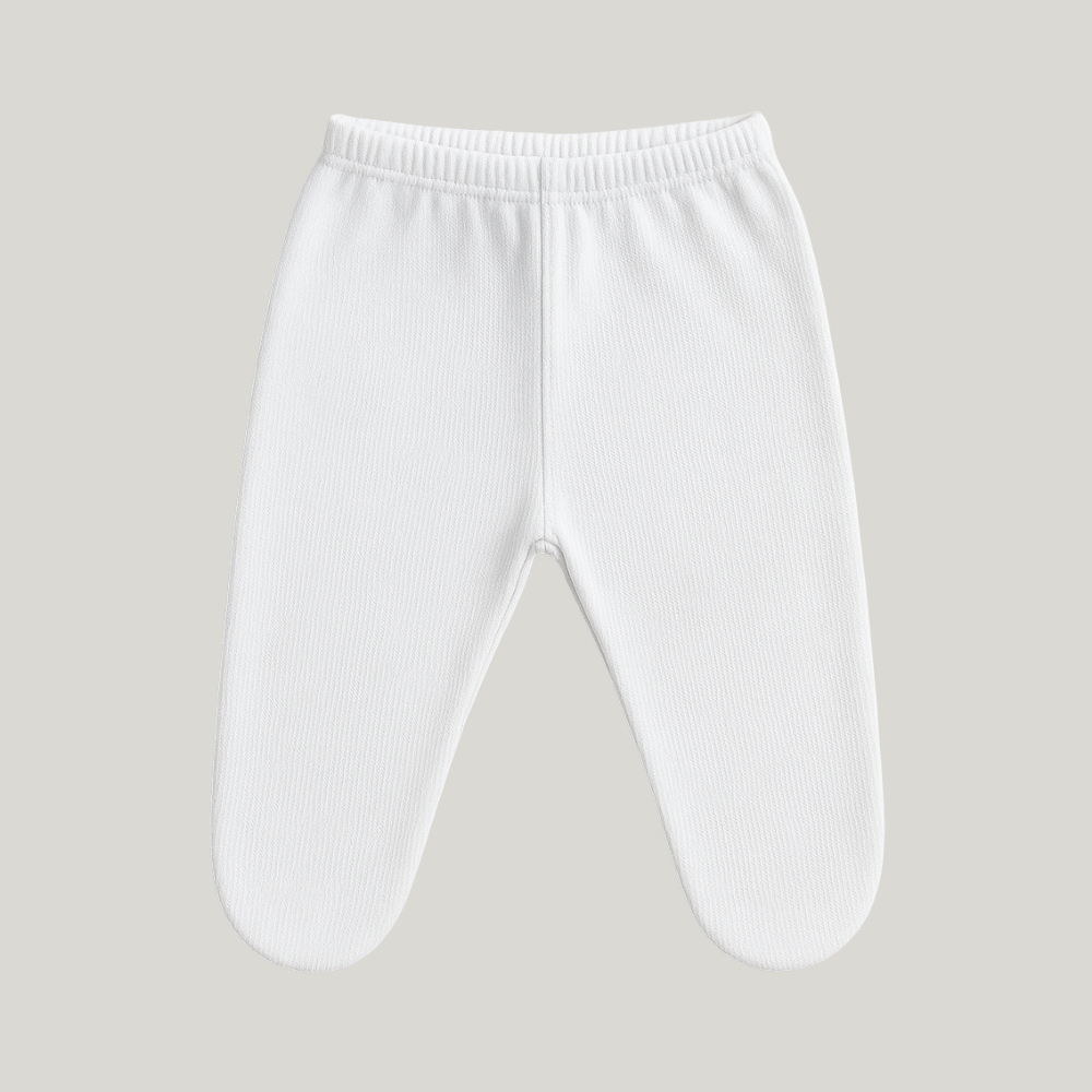 Calça Bebê Algodão Com Pezinho White