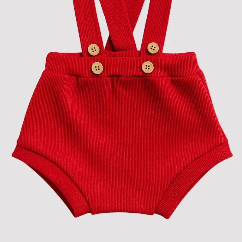 Red Baby Christmas Suspender Shorts