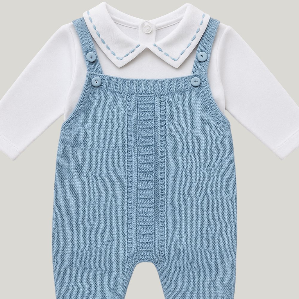 Kit Saída Maternidade Menino Tricot 4 Peças Louis Blue