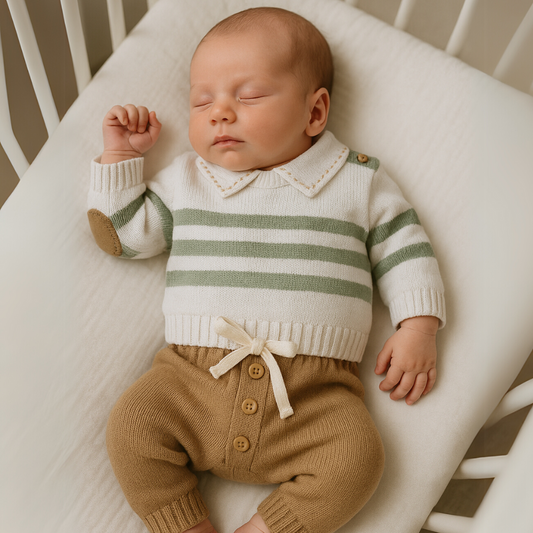 Kit Saída Maternidade Menino Tricot 4 Peças Matteo Green
