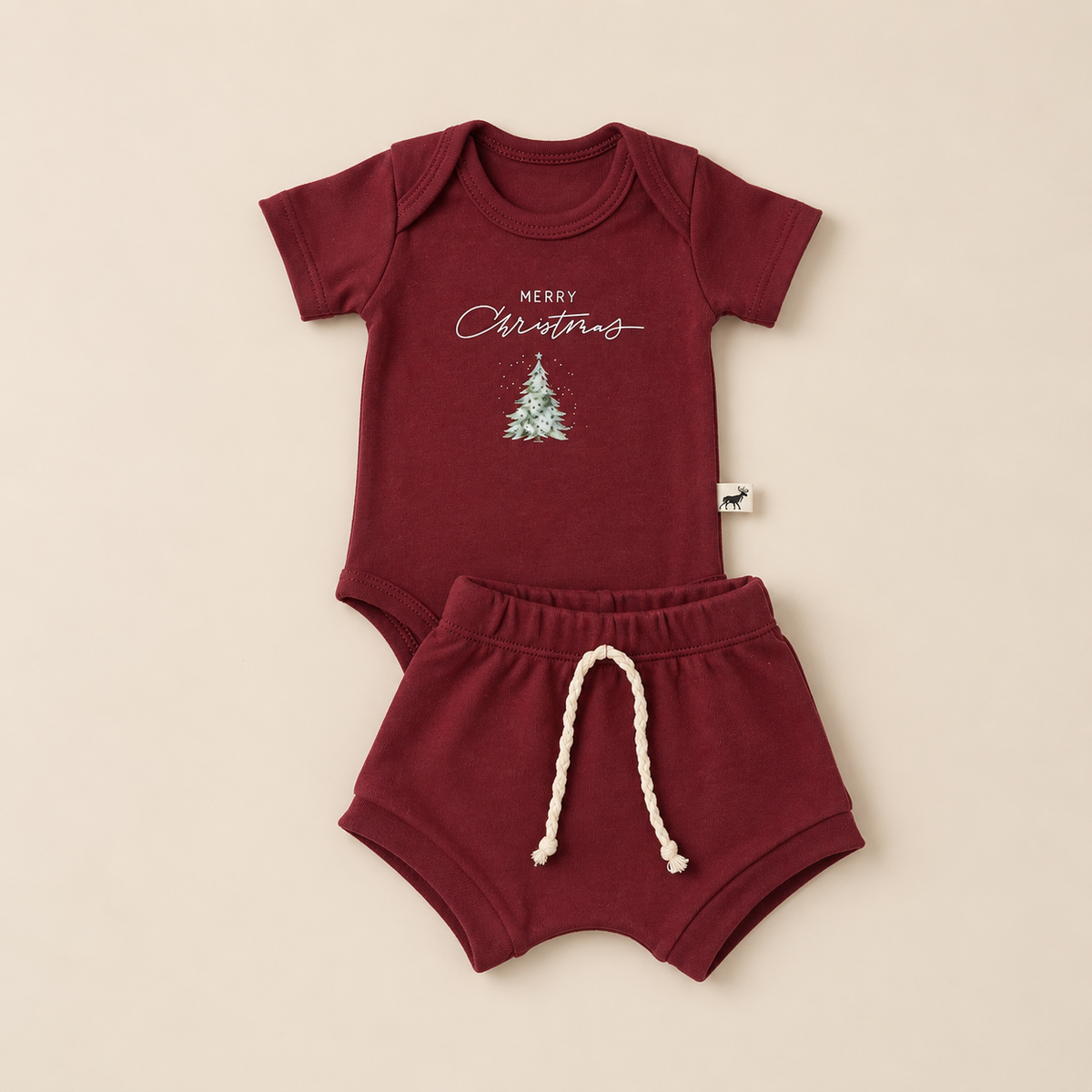 Conjunto Baby Merry Christmas Bordô