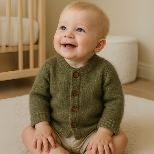Casaco Bebê Cardigan Verde Musgo