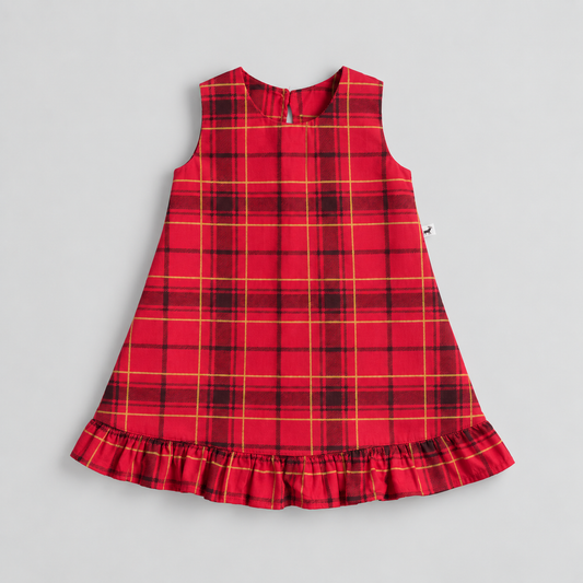 Vestido Infantil Algodão Petite Natal Xadrez Red