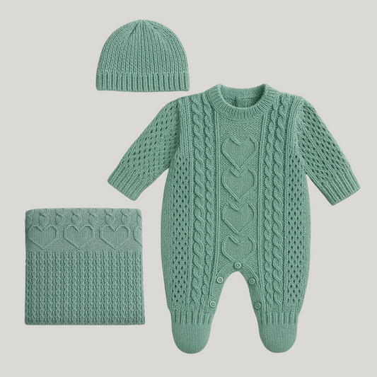 Kit Saída Maternidade Menina Tricot 3 Peças Amour Green