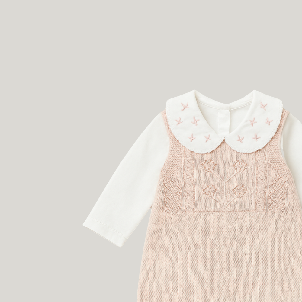 Kit Saída Maternidade Menina Tricot 4 Peças Siena Salmão