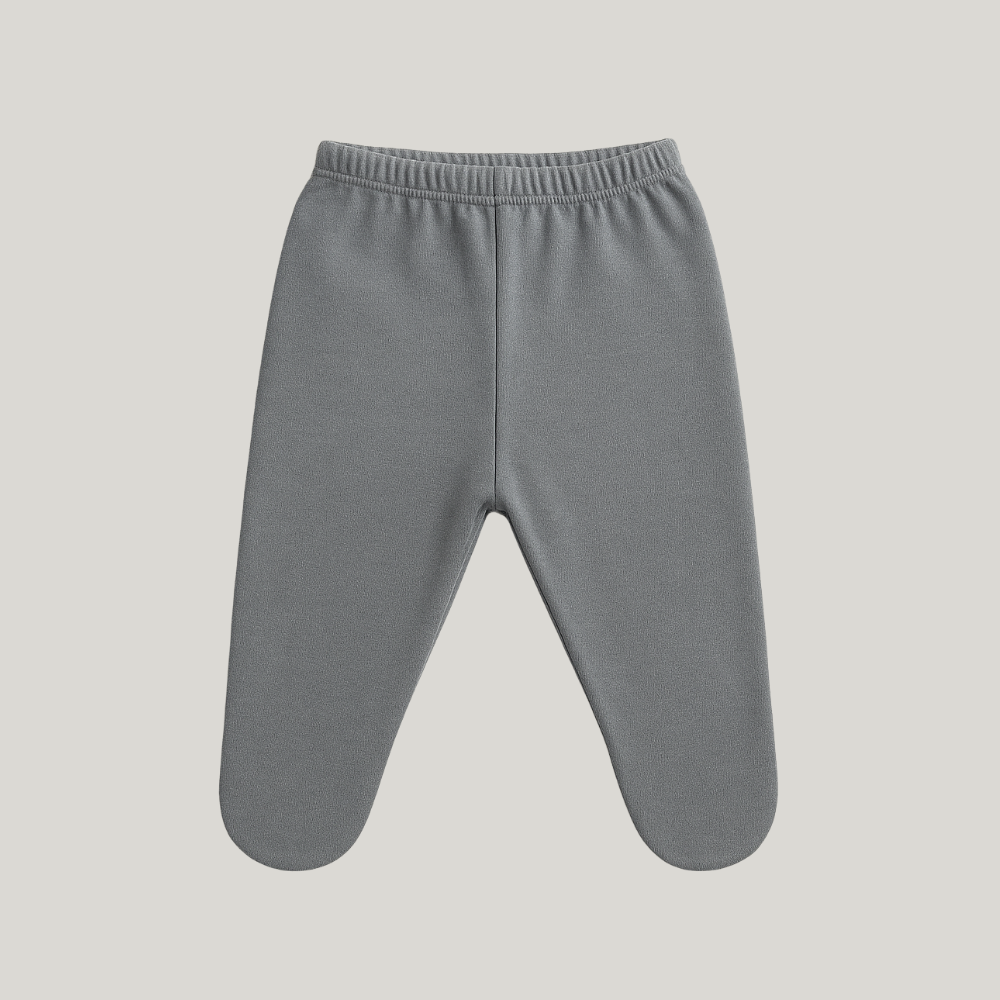 Calça Bebê Algodão Com Pezinho Cinza