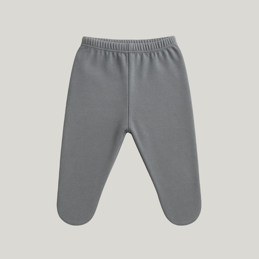 Calça Bebê Algodão Com Pezinho Cinza