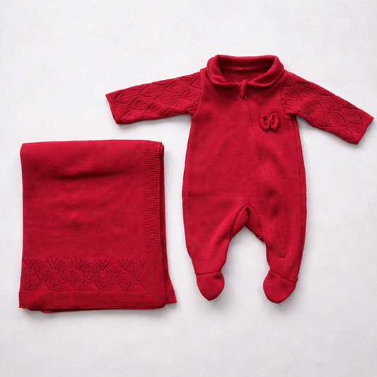 Kit 2 Peças Recém Nascido Tricot Jessie Red
