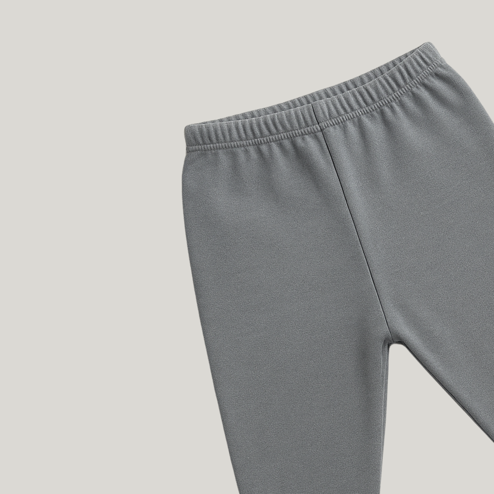 Calça Bebê Algodão Com Pezinho Cinza