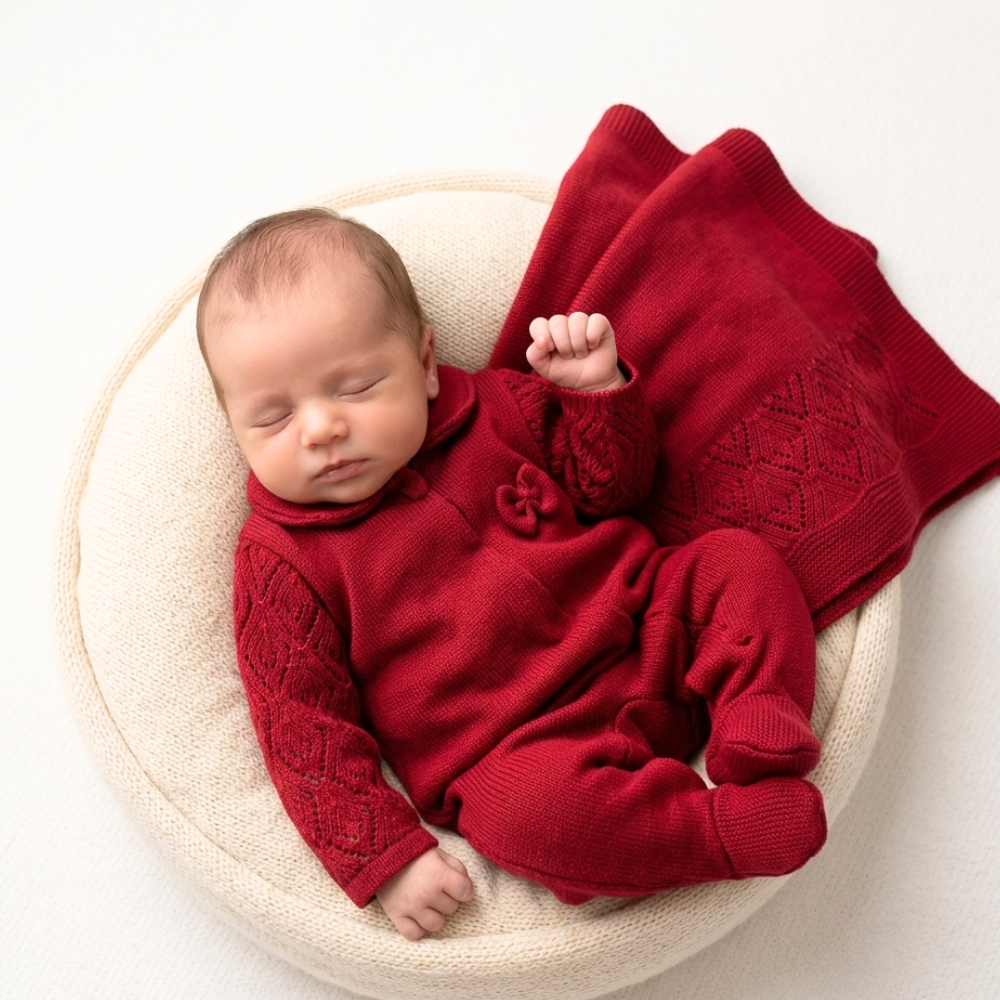 Kit 2 Peças Recém Nascido Tricot Jessie Red