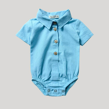 Body Bebê Social Linho Azul