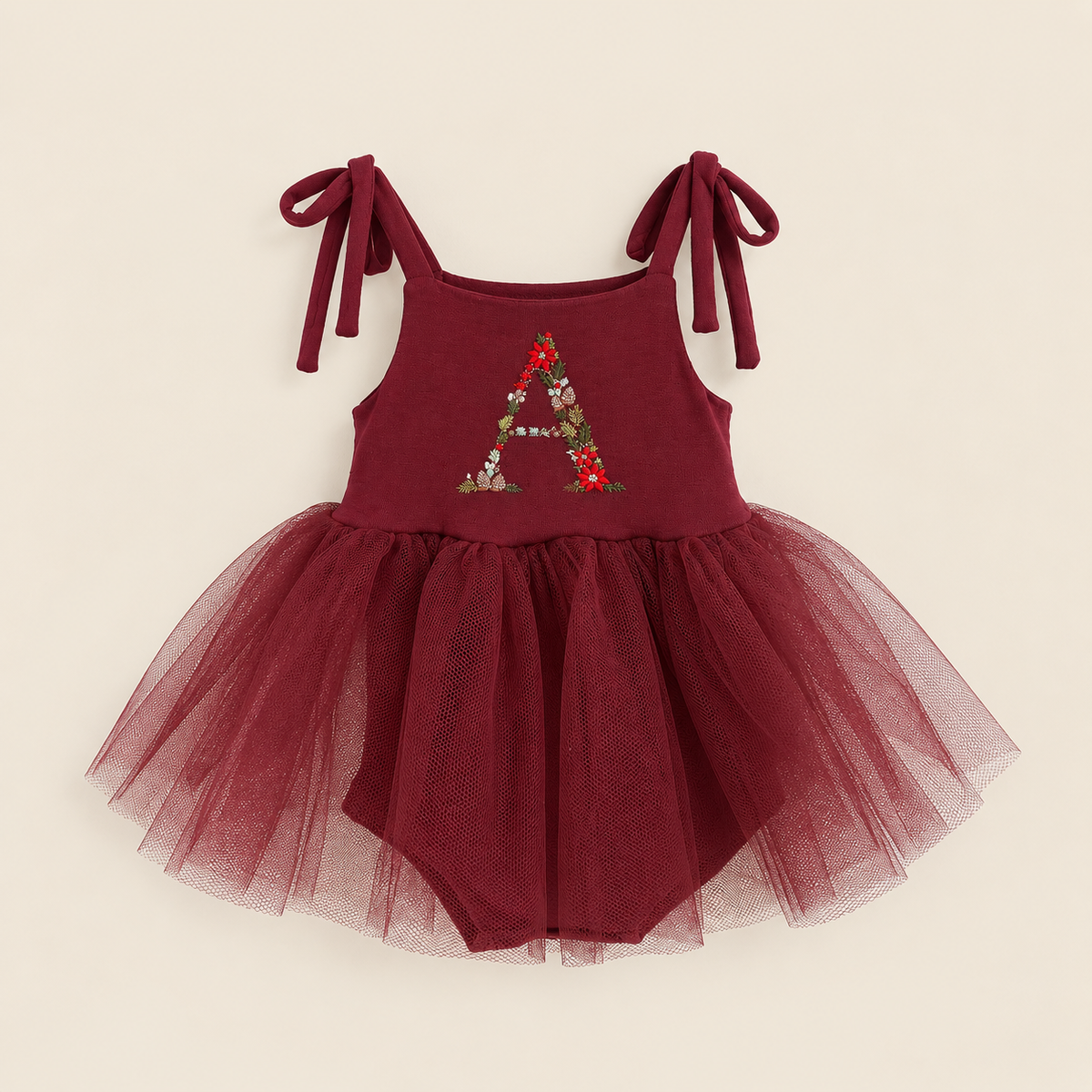 Vestido Body Tule Bordo - Letra Personalizada