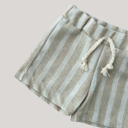 Short Bebê Linho Listras Bege