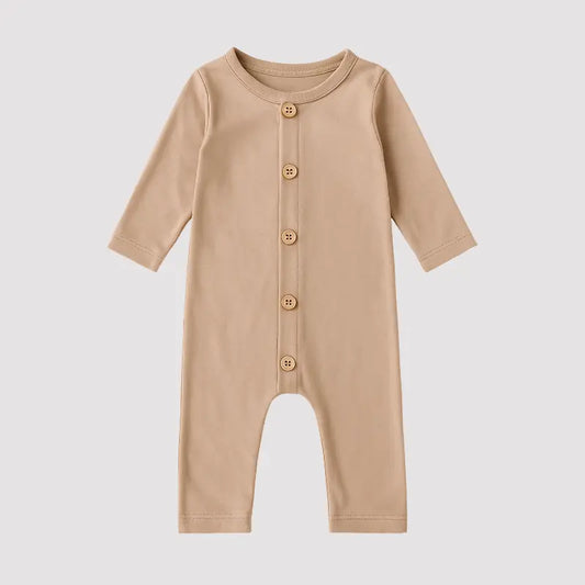 Macacão Bebê Algodão  Buttons Bege