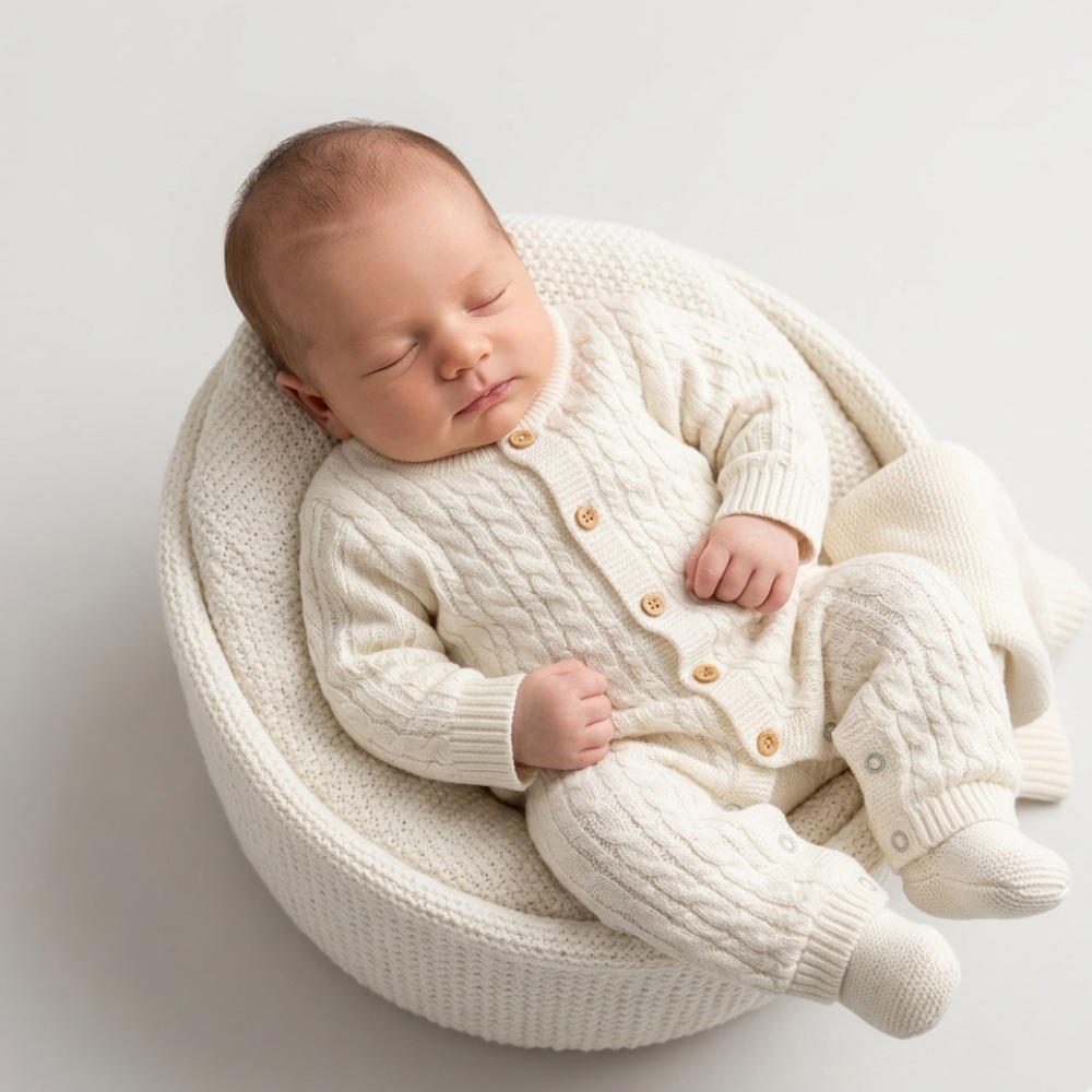 Kit 2 peças Saida Maternidade Tricot Buttons Off White