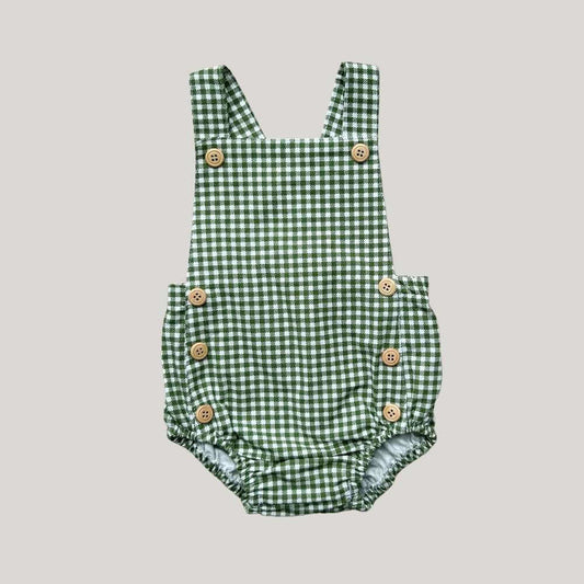 Romper Bebê Buttons Chess Green