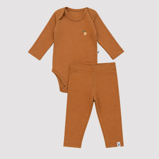 Conjunto Orgânic Algodão Lemon Longo Mostarda