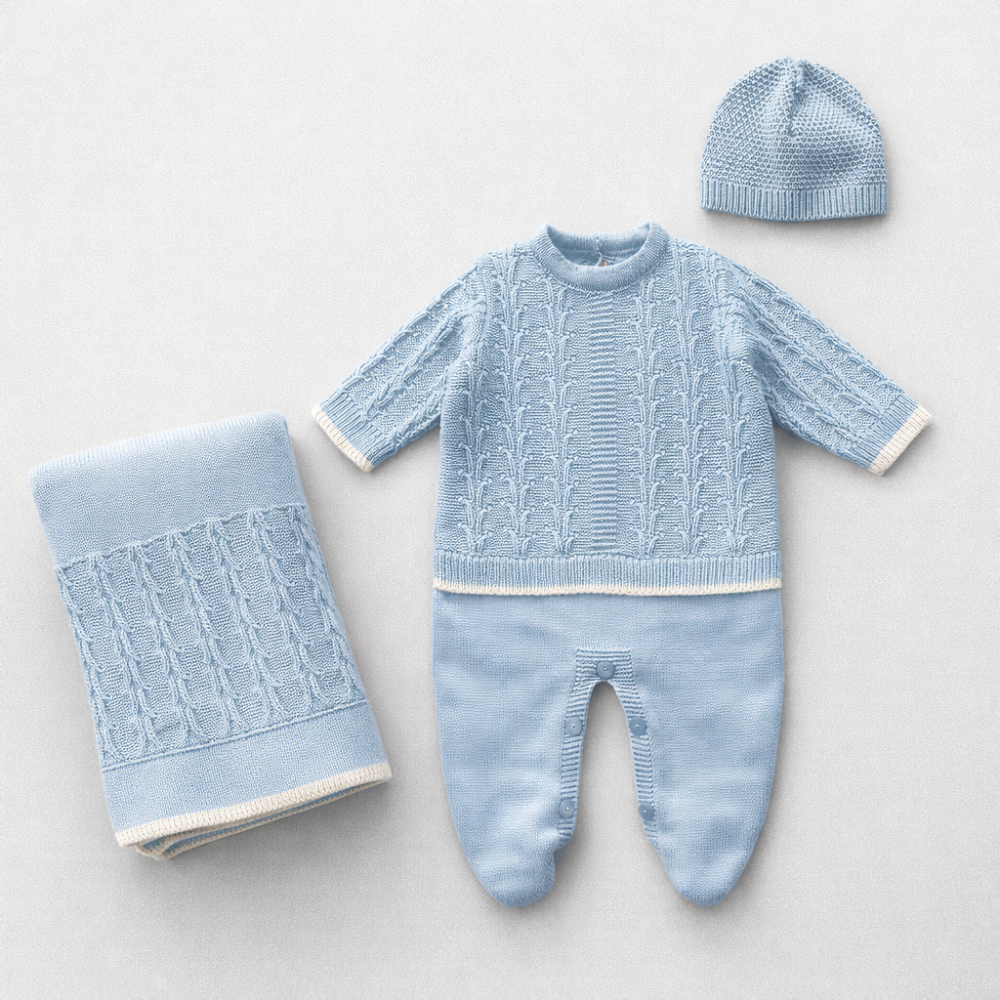 Kit 3 Peças Saída Maternidade Sage Blue