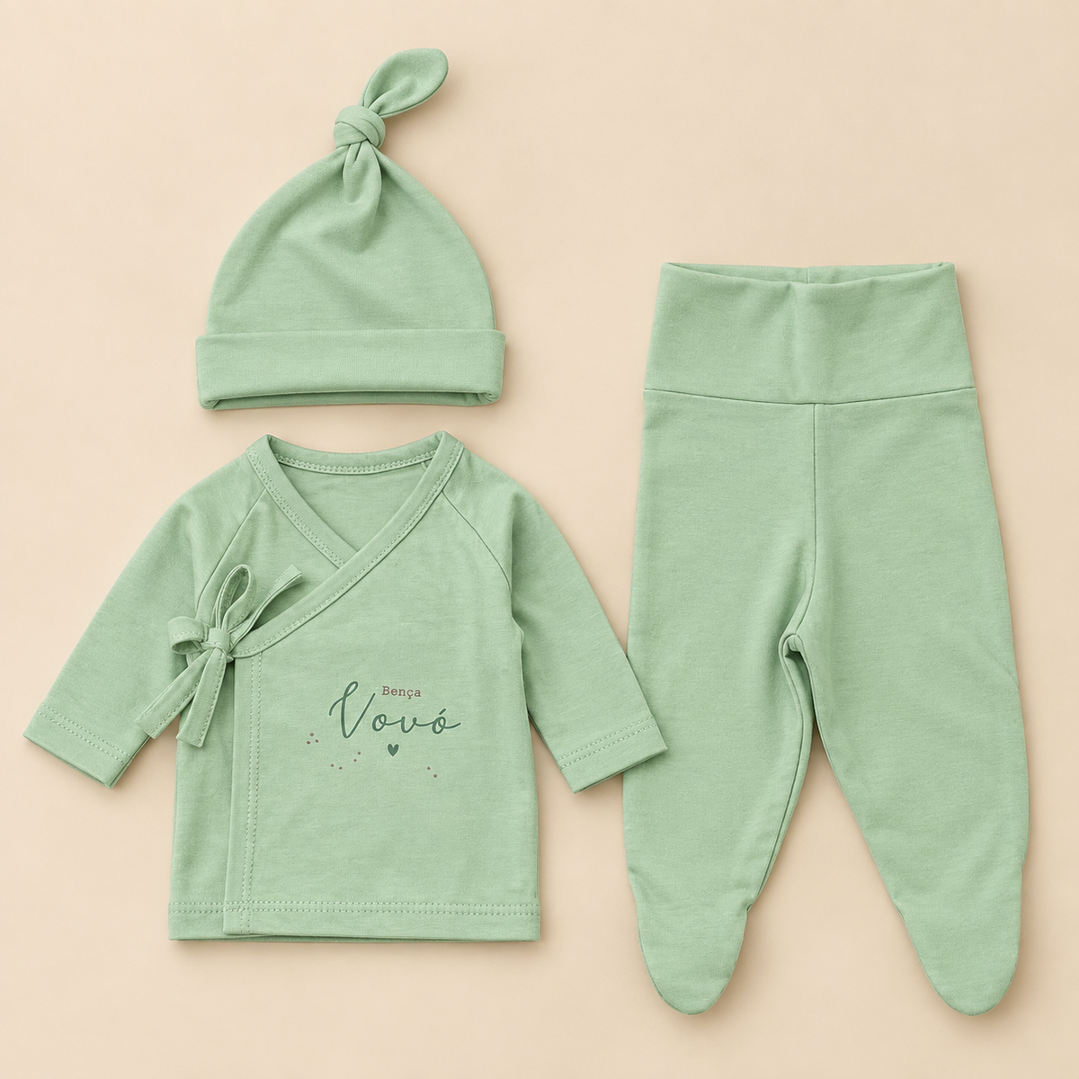 Kit Recém Nascido 3 peças Bença Vovó Verde