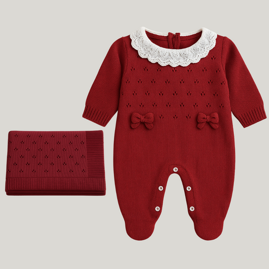 Kit Saída Maternidade Menina Tricot 2 Peças Grace Red
