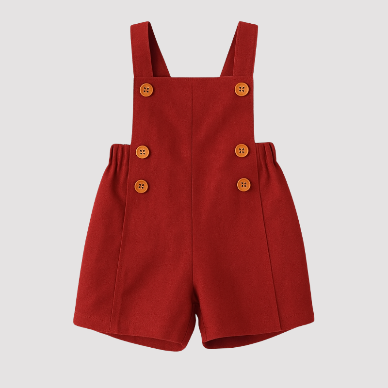 Jardineira Infantil Bebê Unissex Linho Red