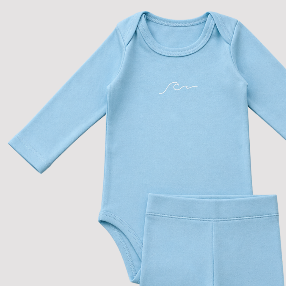 Conjunto Orgânic Algodão Ocean Longo Azul