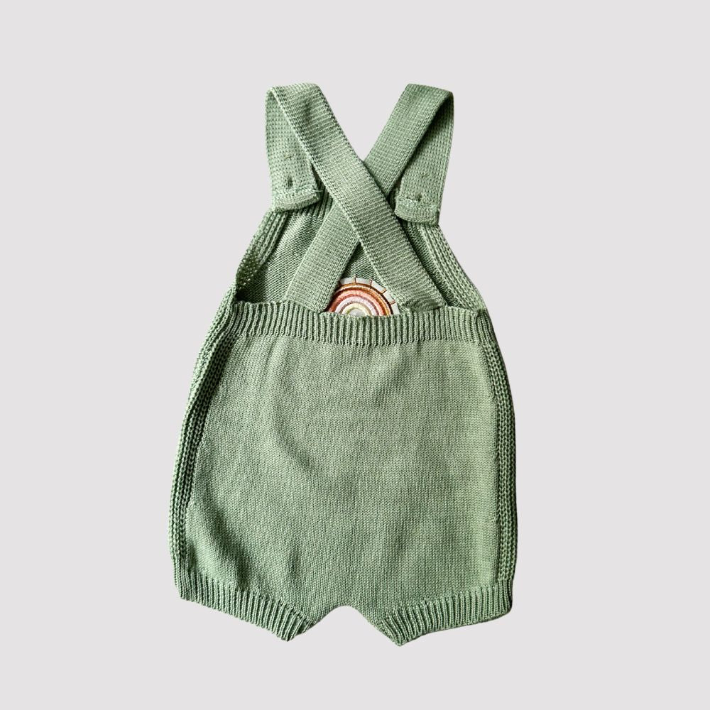 Jardineira Tricot Bebê Rainbow Verde