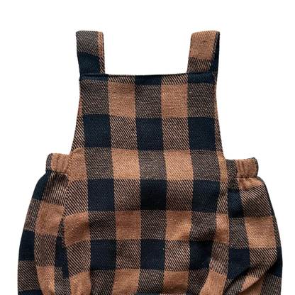 Romper Bebê Xadrez Flanelado Caramelo
