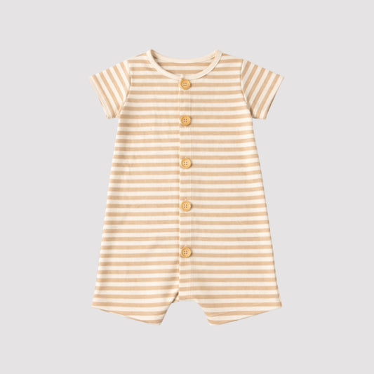 Macacão Bebê LifeStyle Curto Listras Bege