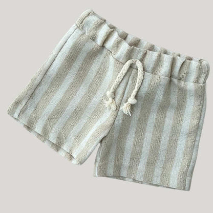 Short Bebê Linho Listras Bege