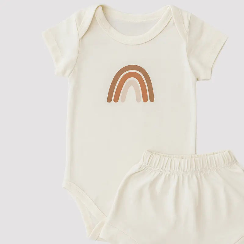 Conjunto Bebê Algodão Arco Iris Off White