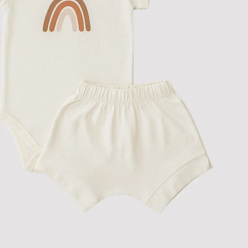 Conjunto Bebê Algodão Arco Iris Off White