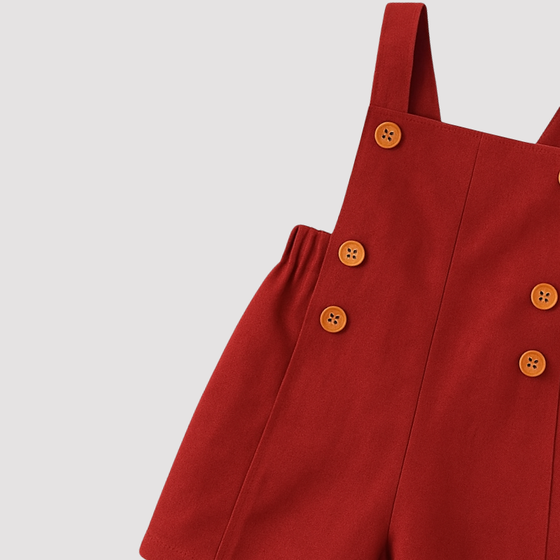 Jardineira Infantil Bebê Unissex Linho Red